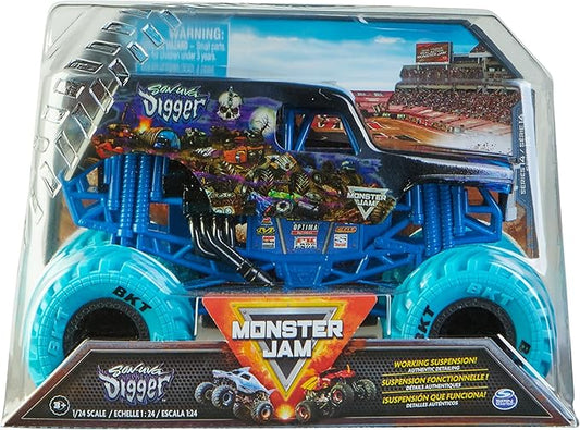 Monster Jam, Official Son-uva Digger Monster Truck, Collector Die-Cast Vehicle, 1:24 Scale, Kids Toys for Boys Ages 3 and up