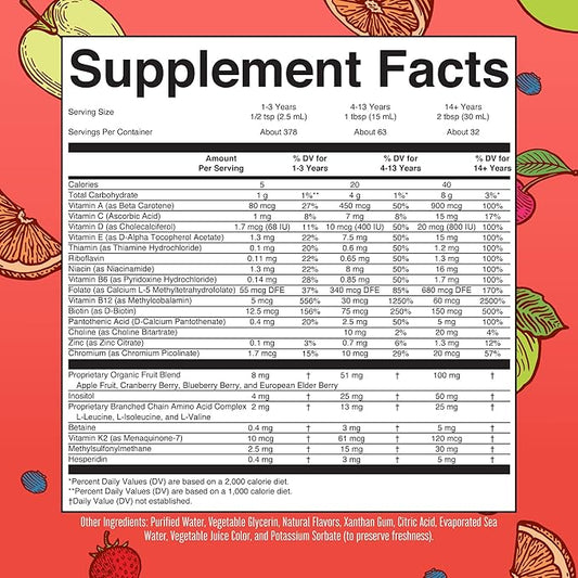 MaryRuth's Multivitamin for Women Men & Kids | Sugar Free | Vegan | Vitamin A, C, D, E, B12, Zinc | Daily vitamins for Kids, Mens, Womens Multivitamin | Energy & Beauty Booster Multimineral | 32 Fl Oz