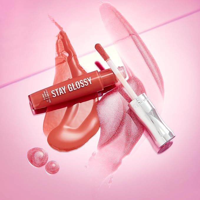 Rimmel Stay Glossy Lip Gloss - Non-Sticky and Lightweight Formula for Lip Color and Shine - 500 Rulebreaker, .18oz