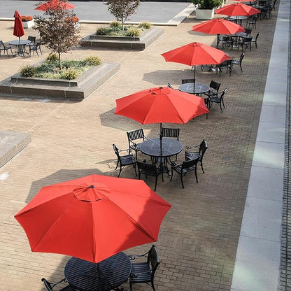 Yaheetech 9FT Outdoor Patio Umbrella Market Table Umbrella Yard Umbrella with Push Button Tilt Crank, 8 Ribs for Garden/Lawn/Deck/Backyard/Beach/Pool, Red