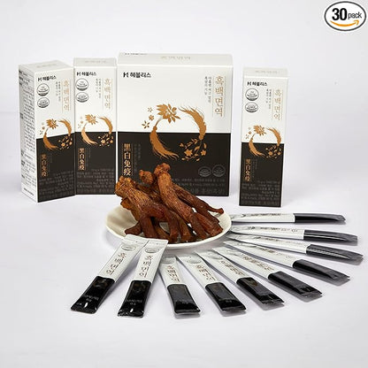 [HEBLIS] Korean Black Ginseng and White Platycodon, Asian Panax Ginseng Extract, Energy Supplements, Immune Support, Ginseng Honey Sticks