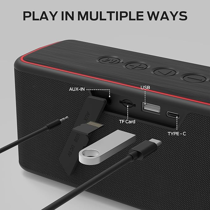 Monster Shock Plus Bluetooth Speaker, Portable Speaker with 30W Loud Stereo Sound, Bluetooth 5.4, TWS Pairing, 15H Playtime, Support AUX/TF Card, IPX6 Waterproof Wireless Speakers for Outdoor, Party
