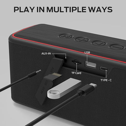 Monster Shock Plus Bluetooth Speaker, Portable Speaker with 30W Loud Stereo Sound, Bluetooth 5.4, TWS Pairing, 15H Playtime, Support AUX/TF Card, IPX6 Waterproof Wireless Speakers for Outdoor, Party