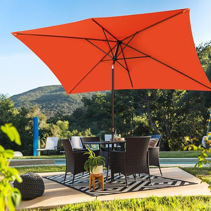 Blissun Rectangular Patio Umbrella, Table Market Umbrella with Tilt and Crank, Outdoor Umbrella for Garden, Deck, Backyard, Pool and Beach