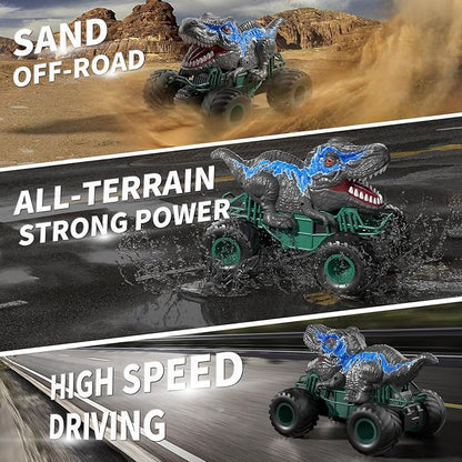 Bennol 2.4GHz Dinosaur Remote Control Car Toys for Kids Boys 4-7 5-7 8-12, RC Dinosaur Car Toys with Light, Sound, Spray, Indoor Outdoor Toys Gifts for 3 4 5 6 Year Old Boys, RC Car Toys for Boys