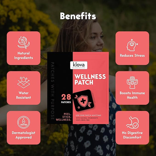 Klova Wellness Patches for Immune Support & Daily Wellness | 24-Hour Immune Support | Calm Patch for Adults with Zinc, Bee Propolis & Pterostilbene