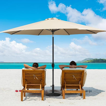 Yaheetech 11FT Patio Umbrella Outdoor Market Table Umbrella with Push Button Tilt & Crank for Garden/Lawn/Deck/Backyard/Pool/Beach, 8 Ribs, Tan