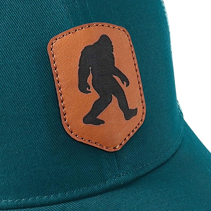 Mesh Bigfoot Hat Leather Cap for Men- Great Snapback Closure Sasquatch Hat for Hunting & Hiking