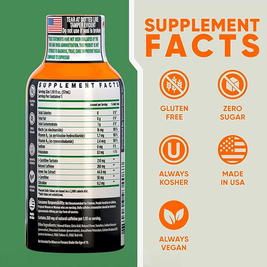 Vitamin Energy Immune+ Extra Strength Daily Energy Shot – Mango – 260mg Natural Caffeine, B-Vitamins, Green Tea, Citicoline – Immune & Focus Support – Zero Sugar, Vegan – 1.93 fl oz, 48-Pack