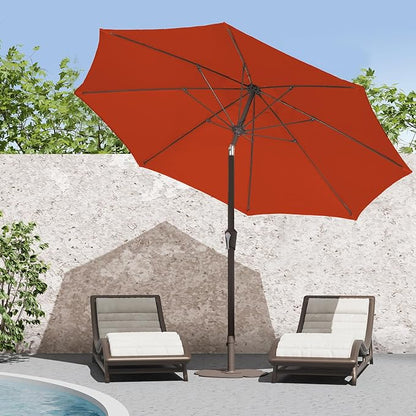 PatioKingdom 9FT Patio Outdoor Umbrella-UPF 50+ Sun Shade with Wind Vent, Push-Button Tilt & Smooth Crank Lift, Rust-Resistant Fiberglass Frame for Garden, Backyard,Yard