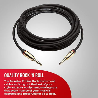 Monster Prolink Rock Instrument Cable - 3 ft Straight to Straight Guitar Cable - 95% Copper Braided Shielded for Electric Guitar