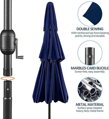 Yaheetech 3-Tier Patio Parasol 10ft Vented Outdoor Table Umbrella Double-layer Cloth & Large Shade for Yard/Garden/Park/Garden Navy Blue