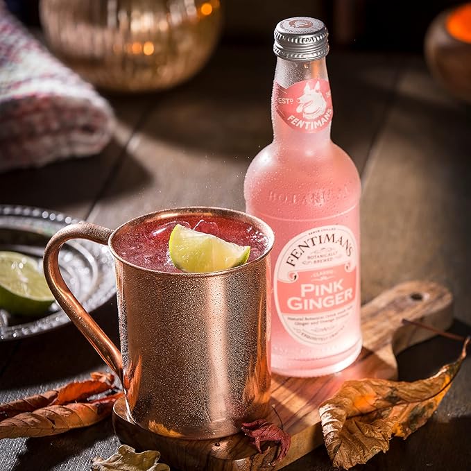 Fentimans Sparkling Pink Ginger Drink - Ginger Beer Non Alcoholic, Ginger Ale, Natural Craft Soda, Mixer, No Artificial Sweeteners or Preservatives, Botanically Brewed - 9.3 Fl Oz (Pack of 12)
