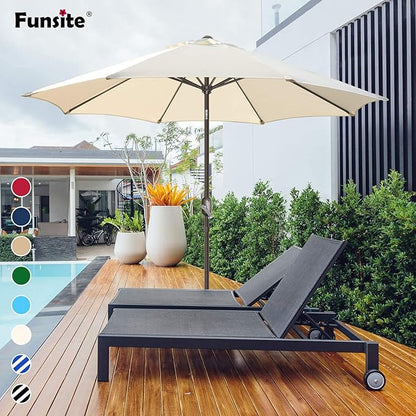 7.5Ft/9Ft Patio Umbrella, UV Protect Pool Umbrella with Heavy Duty Pole,Outdoor Umbrella with Push Botton Tilt & Crank