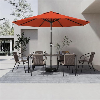 9 FT Patio Umbrella for Outdoor, Outdoor Umbrella with Push Button Tilt and Crank, Outdoor Patio Umbrellas with 8 Sturdy Ribs for Market, Garden, Deck, Backyard, Pool (Orange)