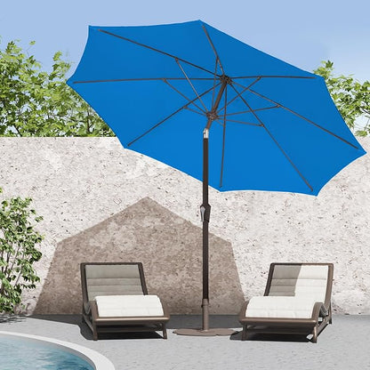 PatioKingdom 9FT Patio Outdoor Umbrella-UPF 50+ Sun Shade with Wind Vent, Push-Button Tilt & Smooth Crank Lift, Rust-Resistant Fiberglass Frame for Garden, Backyard,Yard