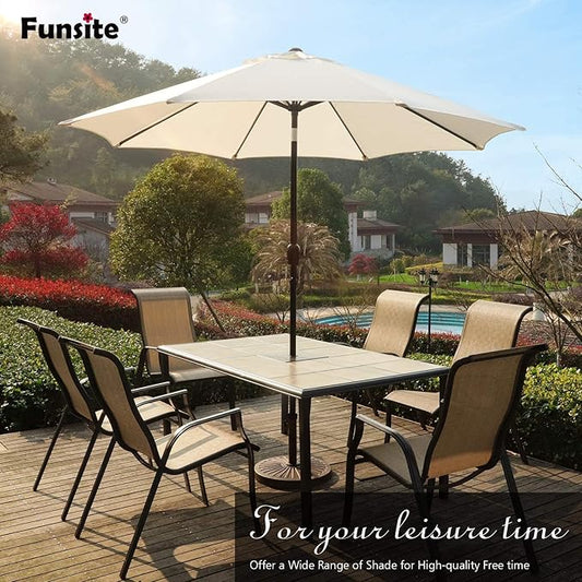 7.5Ft/9Ft Patio Umbrella, UV Protect Pool Umbrella with Heavy Duty Pole,Outdoor Umbrella with Push Botton Tilt & Crank
