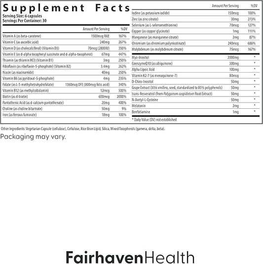 Fairhaven Health FH Pro for Women | Premium Fertility Supplement for Women | Cycle Regularity and Egg Quality for Her | Female Multivitamin for Conception Support | 180 Capsules | 1 Month Supply
