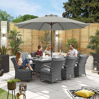 ABCCANOPY 9FT Outdoor Patio Umbrella, 8 Ribs Table Umbrella w/Crank for Easy Set Up, Suitable for Garden, Lawn, Deck & Backyard (Gray)