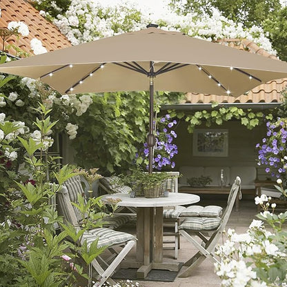 Blissun Rectangular Patio Umbrella, Table Market Umbrella with Tilt and Crank, Outdoor Umbrella for Garden, Deck, Backyard, Pool and Beach