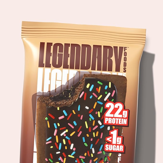 Legendary Foods 22g Protein Pastry+ Premium Low Carb Meal Replacement Bar - Low Glycemic, Gluten Free Protien Snacks - Healthy Keto Snack Box, 8x Zero Sugar Energy Bars - Bariatric Diabetic Friendly