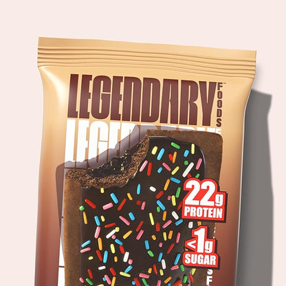 Legendary Foods 22g Protein Pastry+ Premium Low Carb Meal Replacement Bar - Low Glycemic, Gluten Free Protien Snacks - Healthy Keto Snack Box, 8x Zero Sugar Energy Bars - Bariatric Diabetic Friendly