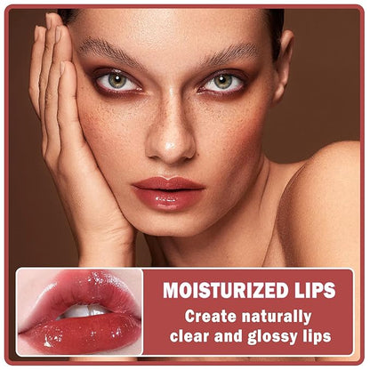 Plumping Lip Oil Lip Glow Oil Lip Gloss Oil Lip Stain Long Lasting Hydrating Non-sticky Big Brush Head Glitter Shine Clear Lip Oil Tinted for Lip Care and Dry Lips -012 Rosewood