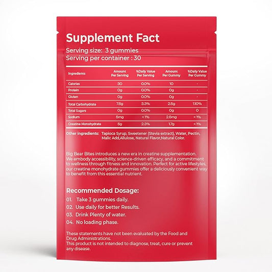 Creatine Monohydrate Gummies for Men & Women | 5000mg of Creatine Gummies per Serving | Sugar Free Gummies, Gluten Free & Halal | Pack of 90 Pre Workout Gummies for Muscle Recovery | Watermelon Flavor
