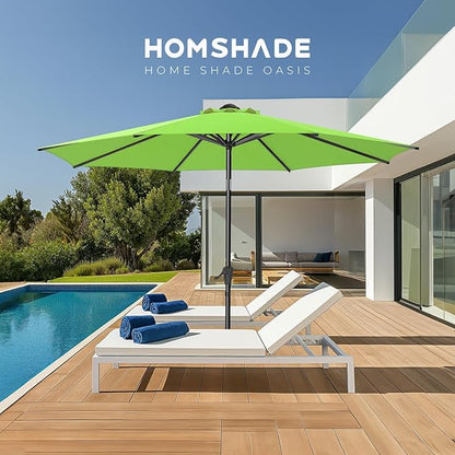 9ft Outdoor Patio Umbrella - Market Table Pool Deck Umbrella UPF50+ UV Protection with Push Button Tilt, Crank and 8 Sturdy Ribs (Apple Green, No base)