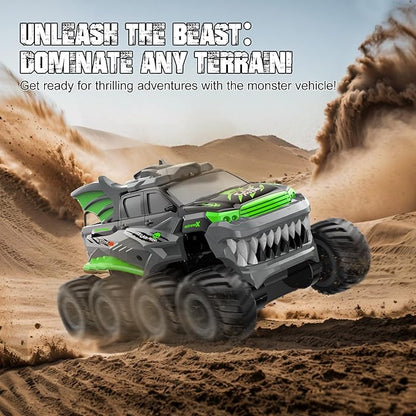 YOLOPLUS+ Amphibious Remote Control Car 8WD RC Monster Truck, 2.4GHZ 1:16 Waterproof All-Terrain Off-Road RC Cars Toys, Pool Toys Gifts for Boys and Girls Age 8-12, Green