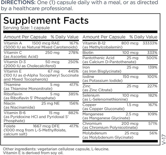 Metabolic Maintenance FemOne - Womens Multivitamin with Vitamin D3, Vitamin B12, Methylfolate - Contains Key Nutrients for Reproductive & Immune Health (90 Capsules)