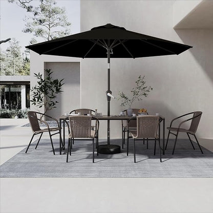 9 FT Patio Umbrella for Outdoor, Outdoor Umbrella with Push Button Tilt and Crank, Outdoor Patio Umbrellas with 8 Sturdy Ribs for Market, Garden, Deck, Backyard, Pool (Black)