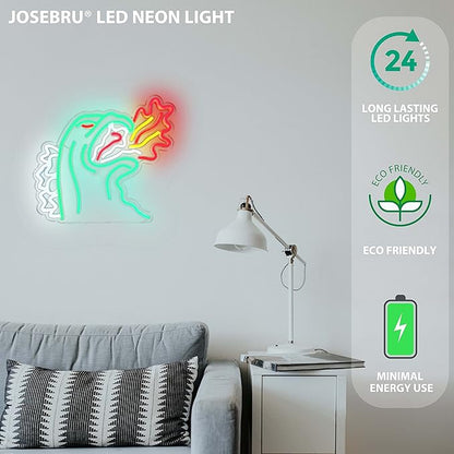Neon Light King of The Monster Dimmable LED Neon Sign for Wall Decor Gaming Room Lights Boys Room Decor Fire-breathing Monster Neon Signs Dinosaur Neon Light