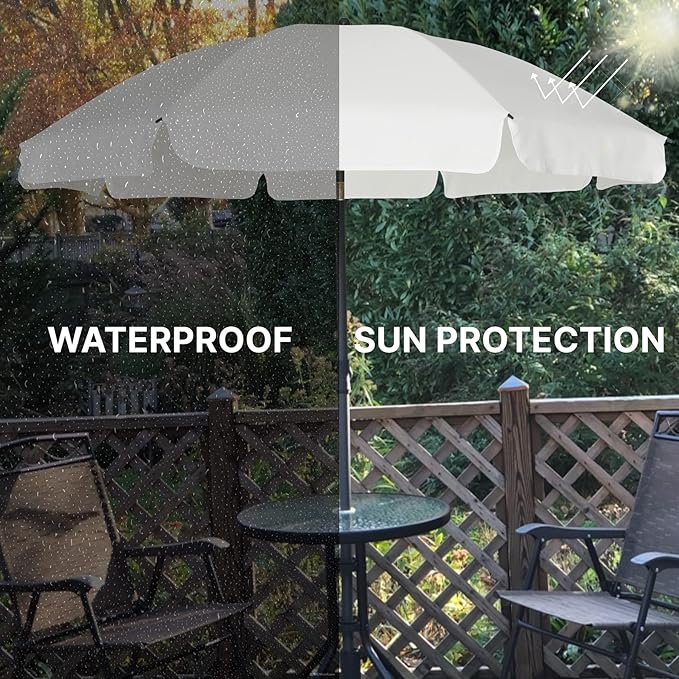 AMMSUN Patio Umbrella, 6.5 ft Outdoor Table Umbrella with Tilt Steel Pole, UPF50+ Protection, Great for Outdoor Garden Backyard, Elegant White