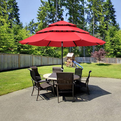 ABCCANOPY Patio Umbrellas 3 Tiers 9FT (Red)