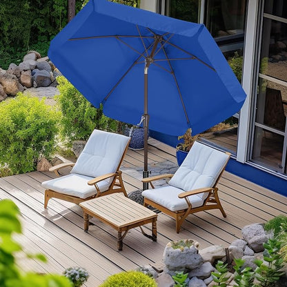 ABCCANOPY Patio Umbrella 7.5ft, Outdoor Table Umbrella with Push Button Tilt and Crank, 6 Ribs Umbrella for Patio Pool Garden Deck (Blue)