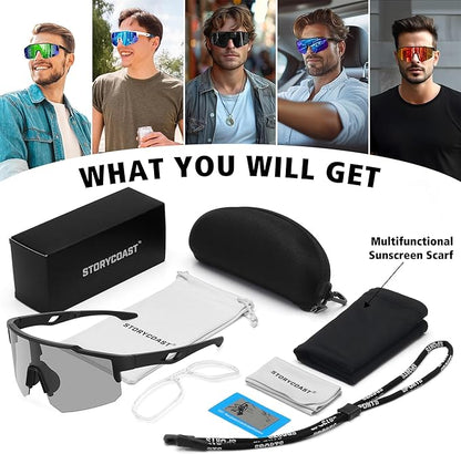 STORYCOAST Polarized Sports Sunglasses for Men Women,Driving Fishing Cycling Mountain Bike Sunglasses UV400 Protection