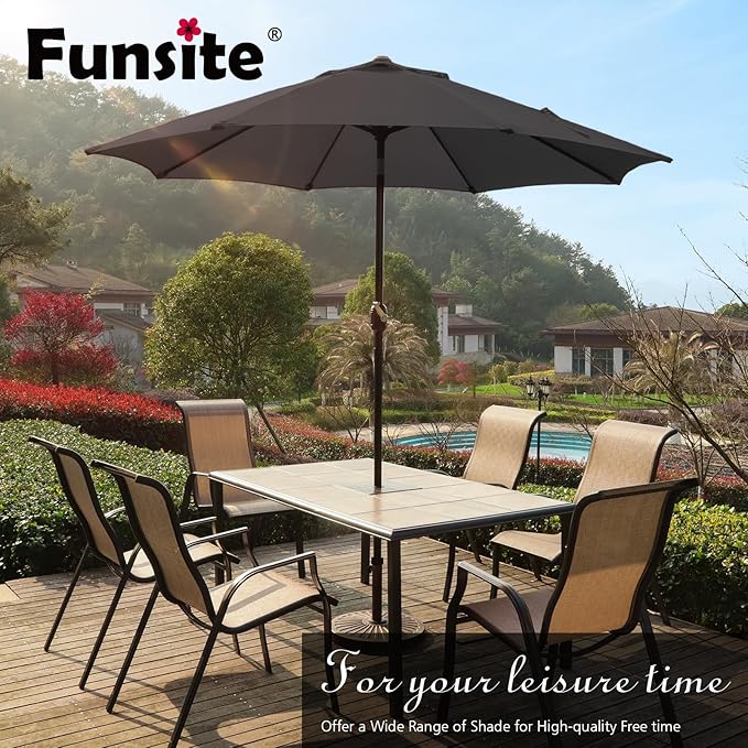 7.5Ft/9Ft Patio Umbrella, UV Protect Pool Umbrella with Heavy Duty Pole,Outdoor Umbrella with Push Botton Tilt & Crank