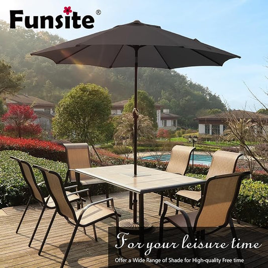 7.5Ft/9Ft Patio Umbrella, UV Protect Pool Umbrella with Heavy Duty Pole,Outdoor Umbrella with Push Botton Tilt & Crank