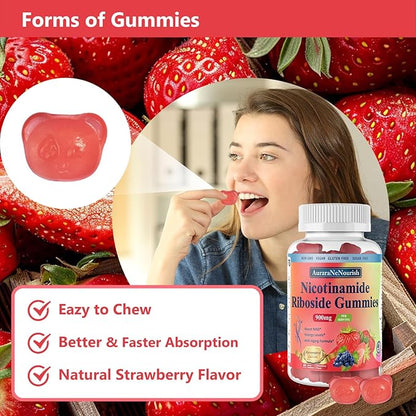 2 Pack NAD Resveratrol Supplement, Sugar Free Nicotinamide Riboside 900mg Gummies with Quercetin, Collagen, Vitamin Support Anti Aging, Cell Regeneration, Energy Boost, Skin Improvement for Women Men