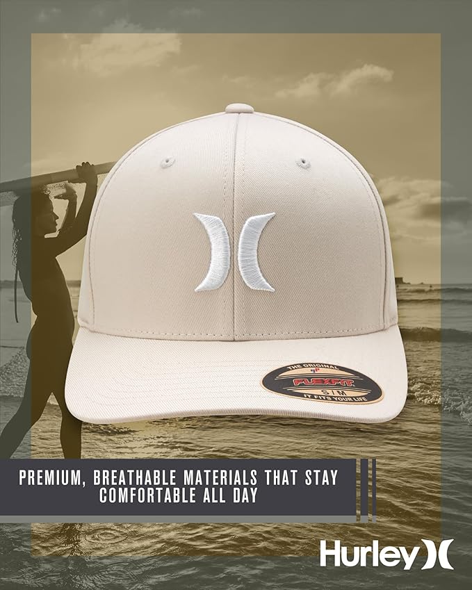 Hurley Mens Baseball Cap - Flexfit Fitted Baseball Caps for Men (Sizes: S-XL)