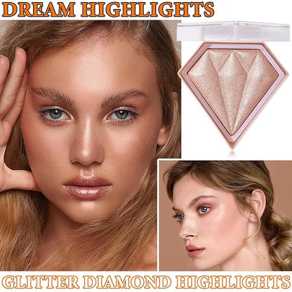Glitter Blush Shimmer Highlighter Blusher Powder Makeup Face Powder Makeup(#inger） 04 G