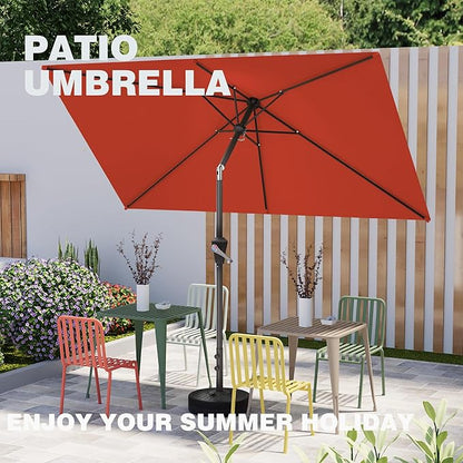 6.5' x 10' Rectangular Patio Umbrellas for Outdoor, Outdoor Table Umbrella, Large Outdoor Patio Umbrellas with 6 Sturdy Ribs for Market, Garden, Pool (Orange)