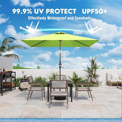 6.5' x 10' Rectangular Patio Umbrellas for Outdoor, Outdoor Table Umbrella, Large Outdoor Patio Umbrellas with 6 Sturdy Ribs for Market, Garden, Pool (Apple Green)