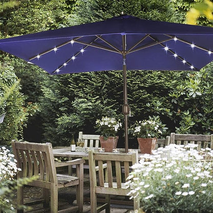 Blissun Rectangular Patio Umbrella, Table Market Umbrella with Tilt and Crank, Outdoor Umbrella for Garden, Deck, Backyard, Pool and Beach