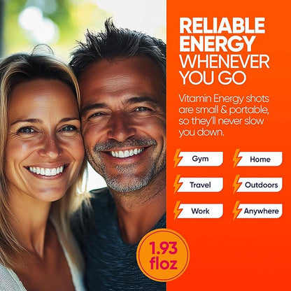 Vitamin Energy Immune+ Extra Strength Daily Energy Shot – Mango – 260mg Natural Caffeine, B-Vitamins, Green Tea, Citicoline – Immune & Focus Support – Zero Sugar, Vegan – 1.93 fl oz, 48-Pack