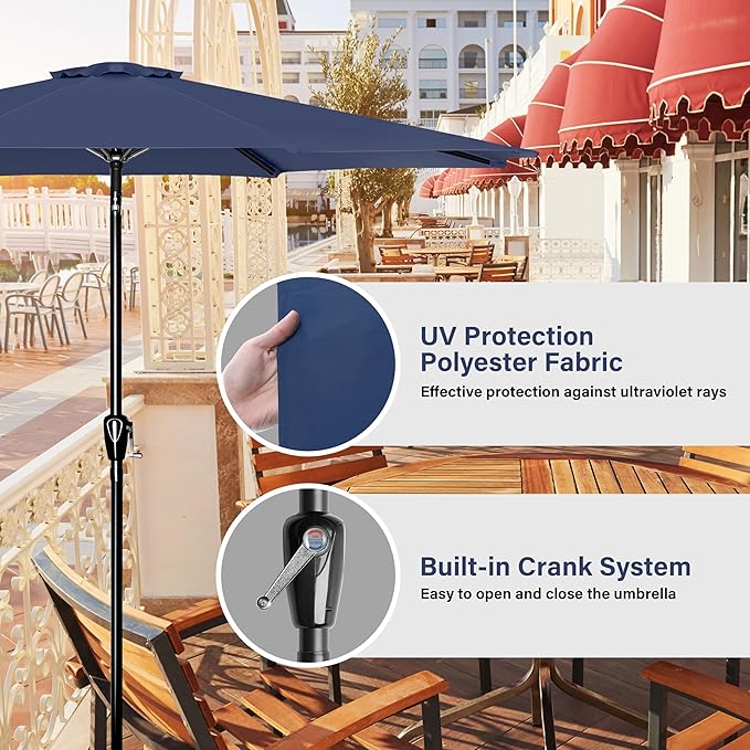 Simple Deluxe 9' Patio Umbrella Outdoor Table Market Yard Umbrella with Push Button Tilt/Crank