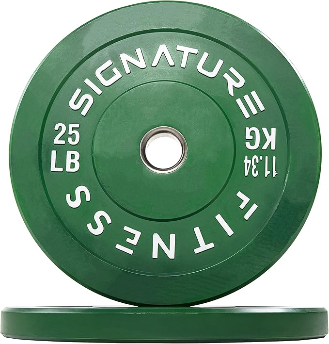 Signature Fitness 2" Olympic Bumper Plate Weight Plates 25LB Single,