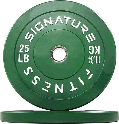 Signature Fitness 2" Olympic Bumper Plate Weight Plates 25LB Single,
