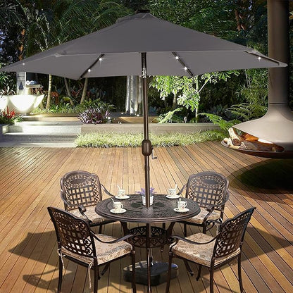 Blissun 7.5 ft Solar Umbrella, 18 LED Lighted Patio Umbrella, Table Market Umbrella
